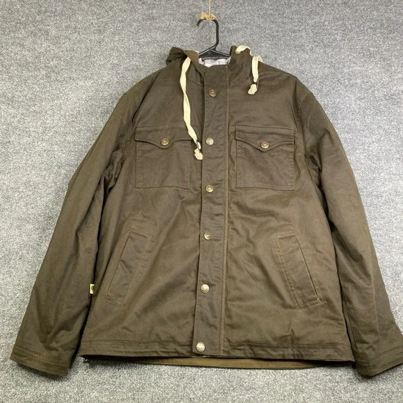 Buffalo Jackson Trading Co Mens Hooded Field Jacket Brown Waxed Canvas Large - Picture 1 of 9